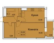 1-комнатная квартира площадью 44.14 кв.м, Ярославское ш, 141 | цена 3 211 185 руб. | www.metrprice.ru