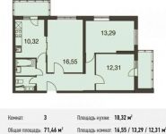 3-комнатная квартира площадью 71.5 кв.м в ЖК «Позитив»,  | цена 7 069 896 руб. | www.metrprice.ru