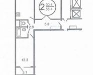 2-комнатная квартира площадью 55.4 кв.м, Перервинский бул., 14К1 | цена 8 600 000 руб. | www.metrprice.ru