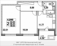 2-комнатная квартира площадью 66.35 кв.м, Лазоревый пр., 3, корп.5 | цена 13 867 680 руб. | www.metrprice.ru