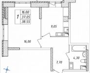 1-комнатная квартира площадью 38.55 кв.м, Дружбы, 31 | цена 3 303 735 руб. | www.metrprice.ru