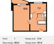 1-комнатная квартира площадью 38.8 кв.м, Красная улица, 64 | цена 4 401 860 руб. | www.metrprice.ru