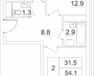 2-комнатная квартира площадью 54.3 кв.м, Транспортный проезд, 15 | цена 5 008 285 руб. | www.metrprice.ru