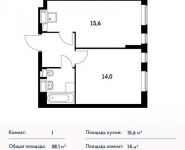 1-комнатная квартира площадью 38 кв.м, Маршала Захарова ул., 7 | цена 5 875 020 руб. | www.metrprice.ru