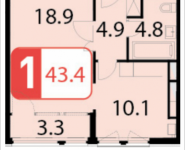 1-комнатная квартира площадью 42.8 кв.м, Ивановская, 7, корп.7Б | цена 3 909 780 руб. | www.metrprice.ru