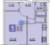 1-комнатная квартира площадью 39 кв.м в ЖК "Центральный" (Лыткарино), Ленина ул., К2 | цена 2 800 000 руб. | www.metrprice.ru