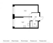 1-комнатная квартира площадью 39.1 кв.м, Ленинский проспект, 20 | цена 6 295 491 руб. | www.metrprice.ru