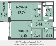 1-комнатная квартира площадью 48.33 кв.м, Живописная, 1 | цена 16 770 510 руб. | www.metrprice.ru