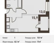 1-комнатная квартира площадью 42.1 кв.м, Головинское ш., 5 | цена 8 588 400 руб. | www.metrprice.ru