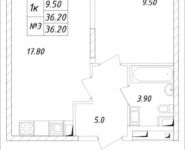 1-комнатная квартира площадью 36.2 кв.м, Горная, 6 | цена 2 736 720 руб. | www.metrprice.ru