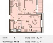 1-комнатная квартира площадью 40.1 кв.м, Каширское ш., 65 | цена 6 295 700 руб. | www.metrprice.ru