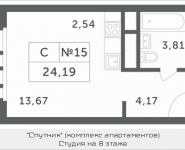 1-комнатная квартира площадью 24.09 кв.м, Мякининское шоссе, 2 | цена 2 211 462 руб. | www.metrprice.ru