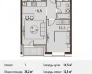 1-комнатная квартира площадью 38.2 кв.м, Ясеневая ул., 14С8 | цена 6 188 400 руб. | www.metrprice.ru