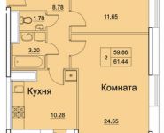 2-комнатная квартира площадью 61.44 кв.м, Ярославское ш, 141 | цена 4 177 920 руб. | www.metrprice.ru