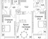2-комнатная квартира площадью 121 кв.м, Погодинская улица, 4 | цена 91 657 890 руб. | www.metrprice.ru