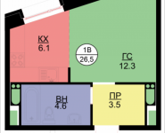 1-комнатная квартира площадью 26.5 кв.м, Некрасова, 6 | цена 2 125 300 руб. | www.metrprice.ru