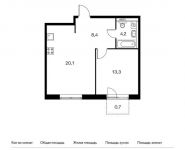 1-комнатная квартира площадью 46.7 кв.м, Боровское ш, 2к3 | цена 10 068 520 руб. | www.metrprice.ru