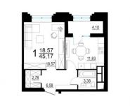 1-комнатная квартира площадью 45.2 кв.м, улица Дмитрия Ульянова, 6к1 | цена 8 912 041 руб. | www.metrprice.ru