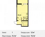 1-комнатная квартира площадью 31.3 кв.м, Ильменский проезд, 14 | цена 2 786 536 руб. | www.metrprice.ru