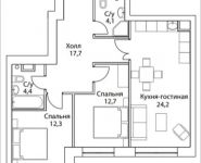 2-комнатная квартира площадью 80 кв.м, Шелепихинская набережная, влд 34, корп.5 | цена 17 217 792 руб. | www.metrprice.ru