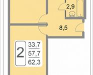 2-комнатная квартира площадью 62.3 кв.м, 2-й Грайвороновский проезд, 38, корп.9 | цена 9 272 532 руб. | www.metrprice.ru