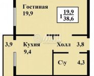 1-комнатная квартира площадью 38.6 кв.м, улица Крупской, 5 | цена 3 050 000 руб. | www.metrprice.ru