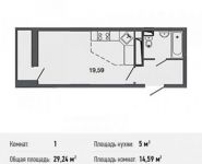 1-комнатная квартира площадью 29.2 кв.м,  | цена 2 324 580 руб. | www.metrprice.ru