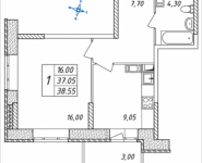1-комнатная квартира площадью 38.55 кв.м, Дружбы, 3, корп.30 | цена 3 195 795 руб. | www.metrprice.ru