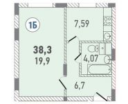 1-комнатная квартира площадью 38.3 кв.м, Новая ул, 67 | цена 2 719 300 руб. | www.metrprice.ru