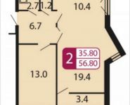 2-комнатная квартира площадью 56 кв.м, Ивановская ул., 7 | цена 4 316 800 руб. | www.metrprice.ru