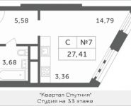 1-комнатная квартира площадью 27.41 кв.м, Мякининское шоссе, 4 | цена 4 456 591 руб. | www.metrprice.ru