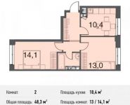 2-комнатная квартира площадью 48.3 кв.м, улица Чистяковой, 40 | цена 3 670 800 руб. | www.metrprice.ru