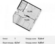 1-комнатная квартира площадью 43.5 кв.м, улица Василия Ботылёва, 6 | цена 8 962 610 руб. | www.metrprice.ru