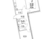 2-комнатная квартира площадью 71 кв.м, ул Архитектора Щусева, д. д. 2, корп. 3 | цена 17 451 374 руб. | www.metrprice.ru