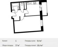 1-комнатная квартира площадью 37 кв.м, Фруктовая ул, 1 | цена 3 831 099 руб. | www.metrprice.ru