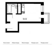 1-комнатная квартира площадью 23.4 кв.м, микрорайон Опытное Поле, 10 | цена 4 002 478 руб. | www.metrprice.ru