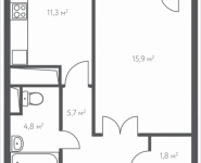 1-комнатная квартира площадью 42.9 кв.м, 1-й Нагатинский проезд, 14, корп.1 | цена 9 909 900 руб. | www.metrprice.ru