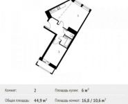 2-комнатная квартира площадью 44.9 кв.м, улица Фабрициуса, 22 | цена 4 581 632 руб. | www.metrprice.ru