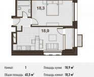 1-комнатная квартира площадью 45.5 кв.м, Заречная ул., 2/1 | цена 13 081 250 руб. | www.metrprice.ru