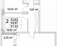 2-комнатная квартира площадью 54.97 кв.м, Лазоревый пр., 3 | цена 12 953 295 руб. | www.metrprice.ru