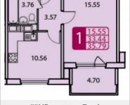 1-комнатная квартира площадью 35.79 кв.м, Бульвар Строителей, 4 | цена 2 505 300 руб. | www.metrprice.ru