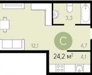 1-комнатная квартира площадью 24.2 кв.м, Ермолинская ул., 3 | цена 2 470 000 руб. | www.metrprice.ru