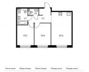 2-комнатная квартира площадью 55.5 кв.м,  | цена 6 404 700 руб. | www.metrprice.ru