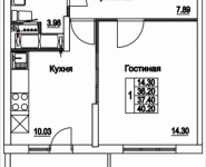 1-комнатная квартира площадью 40.2 кв.м, 2-я Муравская, корп.7 | цена 5 001 175 руб. | www.metrprice.ru