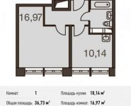 1-комнатная квартира площадью 36.7 кв.м, Акуловская улица, 23 | цена 4 642 195 руб. | www.metrprice.ru