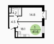 1-комнатная квартира площадью 41.8 кв.м, Ленинградское шоссе, 58с13 | цена 8 385 080 руб. | www.metrprice.ru