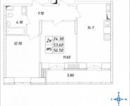 2-комнатная квартира площадью 56.5 кв.м, Горная, 6 | цена 3 853 300 руб. | www.metrprice.ru