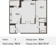 2-комнатная квартира площадью 90.9 кв.м, Некрасова ул., 18 | цена 7 090 200 руб. | www.metrprice.ru