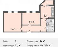 2-комнатная квартира площадью 51.1 кв.м, Базовская ул., 15 | цена 6 950 000 руб. | www.metrprice.ru