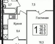 1-комнатная квартира площадью 40.3 кв.м, Щелково платф, 1 | цена 2 772 640 руб. | www.metrprice.ru